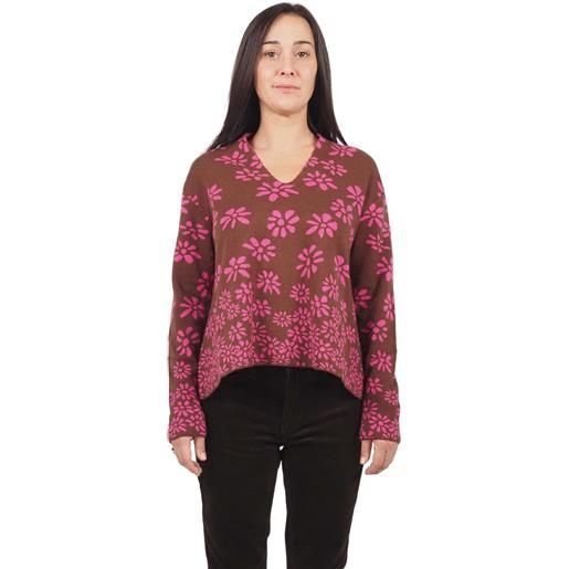 Alessia santi maglia marrone a fiori