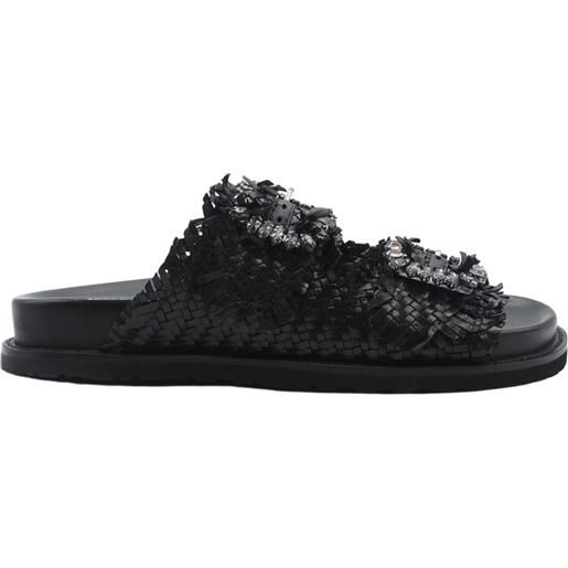 Sandali con fibbie gioiello neri