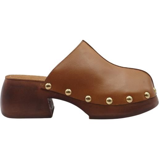 Zoccoli sabot beige in pelle