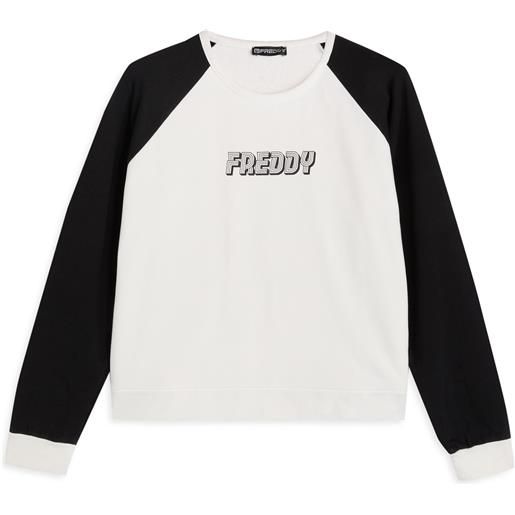 Freddy felpa cropped bicolore con maniche raglan