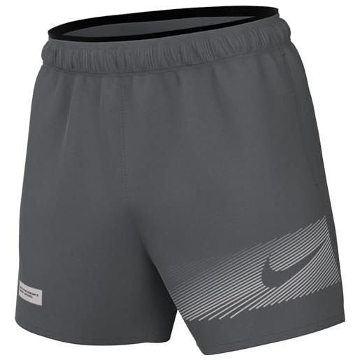 Nike pantaloncini da running foderati dri-fit challenger flash da uomo (circa 12,5 cm), iron grey/black/black/reflective silv, fn3048-068, xl