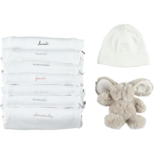 Bonpoint set ricamato con giorni della settimana - bianco