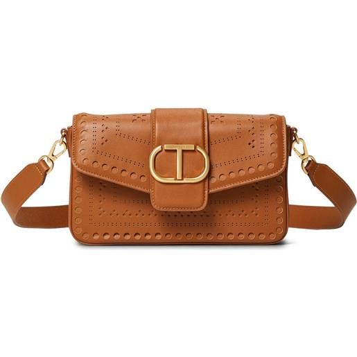 TWINSET borsa a spalla oval t in pelle - marrone