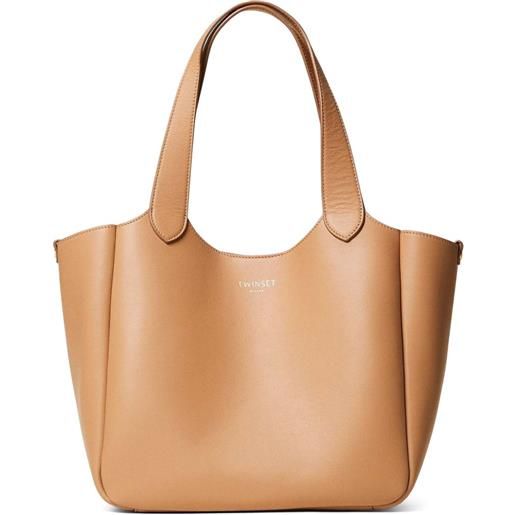 TWINSET borsa tote in pelle - toni neutri