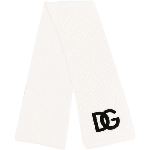 Dolce & Gabbana Kids sciarpa chunky con logo - bianco