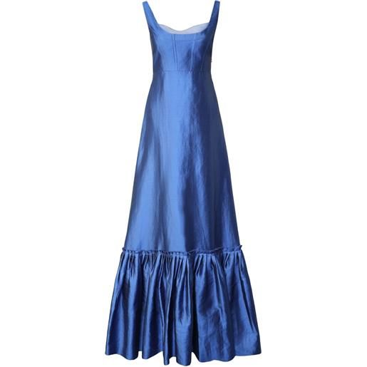Alberta Ferretti abito lungo con ruches - blu