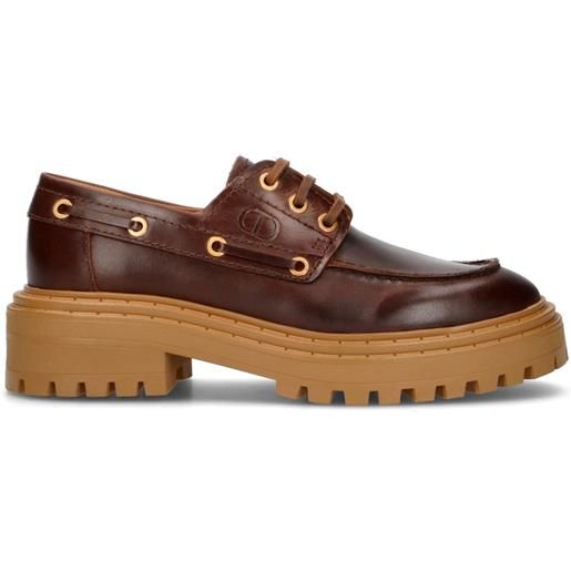 TWIN SET-SIMONA BARBIERI scarpa barca donna marrone in pelle