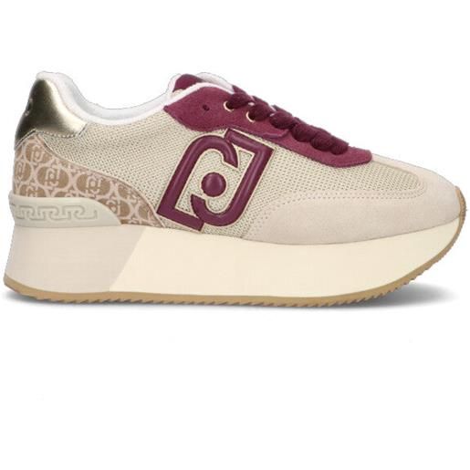 LIU JO sneaker donna panna/bordeaux in suede