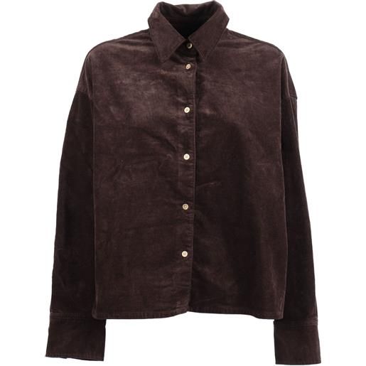 7 FOR ALL MANKIND brown nina cropped shirt corduroy coffee bean