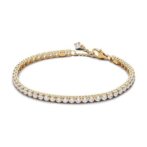 PANDORA timeless bracciale placcato in oro 14k con zirconi cubici trasparenti, 18
