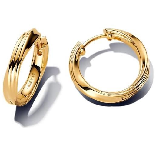 Pandora essence 263878c00 - orecchini a cerchio in argento sterling placcato oro 14 carati