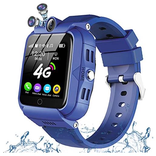 DDIOYIUR bambini smartwatch 4g gps con wifi, chat video, bluetooth, sos, sms, telefono, chat vocale, pedometro, due telecamere, musica. Orologio intelligente per bambini sono regali per ragazzi e ragazze