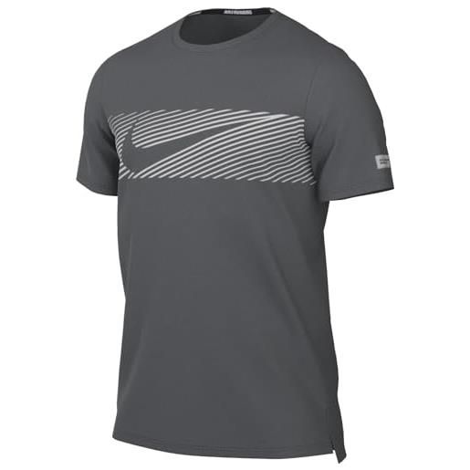 Nike maglia da running a manica corta dri-fit uv miler flash - uomo, iron grey/reflective silv, fn3051-068, l