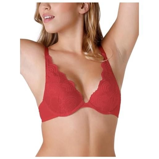 Wonderbra refined glamour triangle lace reggiseno push up, colore: rosso, 3b donna