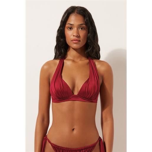 Calzedonia triangolo imbottito costume shiny satin rosso