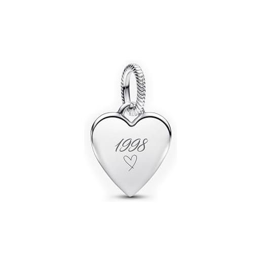 PANDORA collana engravable heart sterling silver pendant 398914c00 marca, talla única, metallo, nessuna pietra preziosa