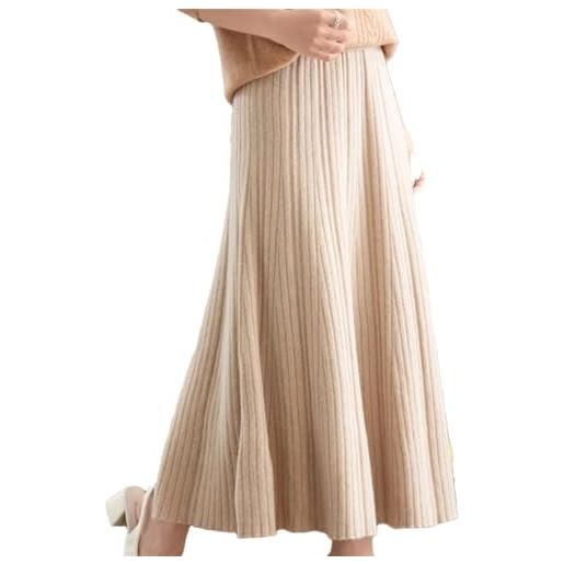 Vsadsau gonna lunga da donna in lana merino, gonna a pieghe morbida, tinta unita, lunghezza alla caviglia, gonna a coda di pesce, caff, xl