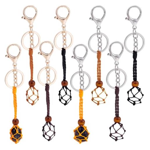 NBEADS 8 pz cordone porta pietra per portachiavi, 4 stili portachiavi con supporto in cristallo di metallo da 9.5cm portachiavi con supporto in cristallo regolabile per portachiavi, fai da te