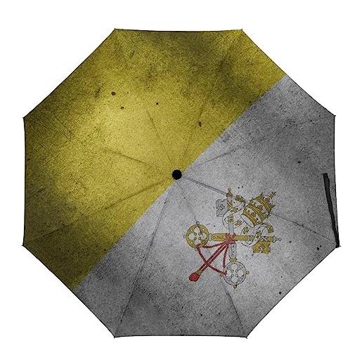 BAIKUTOUANQYL ombrello pieghevole con bandiera della città del vaticano retrò ombrello da viaggio compatto ombrello portatile per uomo donna ombrelli da pioggia manuale