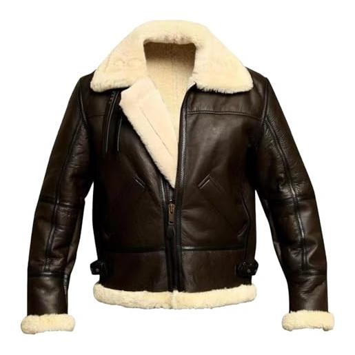 Generic giubbotto bomber in pelle da uomo autunno inverno foderato in pile, giubbotto bomber vintage con collo pelliccia 2025