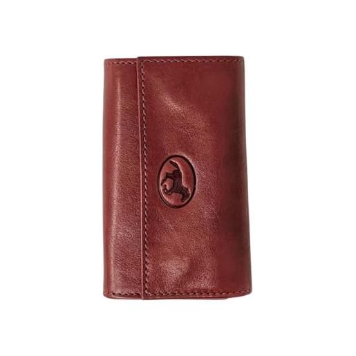 Mauro Pelletteria portachiavi pelle uomo chiuso 12 ganci, astuccio portachiavi doppio scomparto, in vera pelle made in italy, (rosso)