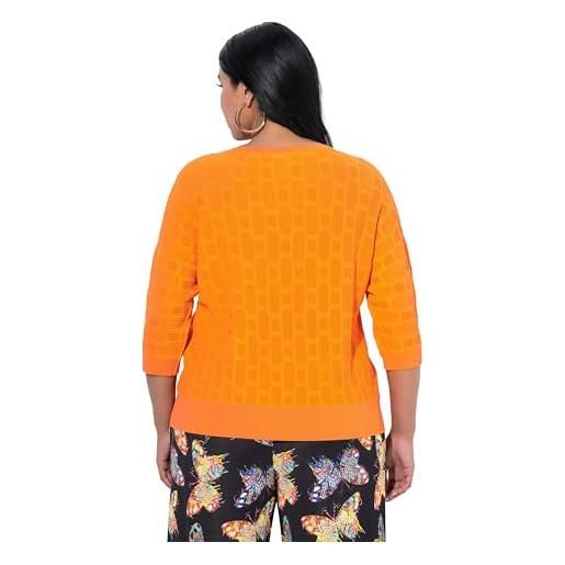 Ulla Popken gs1 data protected company 4069787000005 strickshirt, 3d-design, oversized, v-ausschnitt, halbarm maglione cardigan, mandarino, 52-54 donna