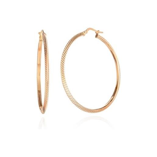 Orecchini A Cerchio Ovale Argento 925 - Taglio Diamante - Donna - 21 Mm