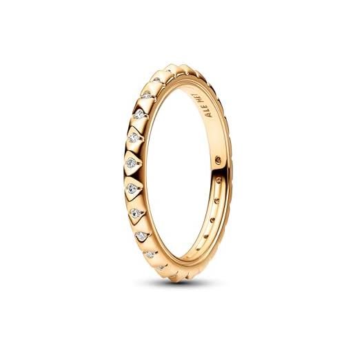 PANDORA me anello pyramids placcato in oro 14k con zirconia cubica trasparente, 58