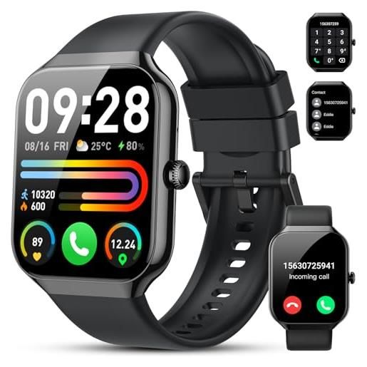 Motast smartwatch uomo donna, 1.96 orologio smartwatch con effettua/risposta chiamate, 112+ sportive smart watch con contapassi, sonno/cardiofrequenzimetro, ip68 impermeabile fitness tracker per ios android