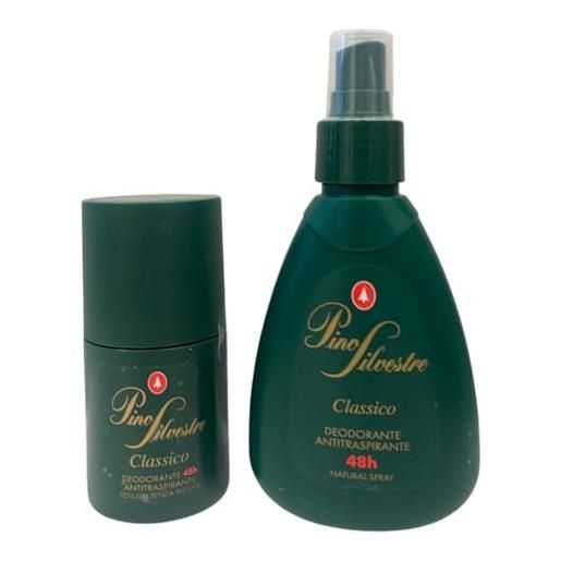 Tresorí deodorante uomo roll-on e spray, pino silvestre, antitraspirante 48h, senza alcool, pelle sensibile - idea regalo, confezione doppia