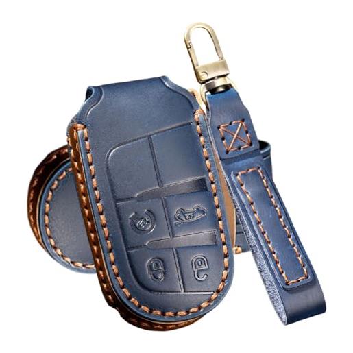 ATFIGII cover per chiave compatibile con jeep compass renegade compatibile con fiat 500x freemont guscio per la chiave 4 tasti blu