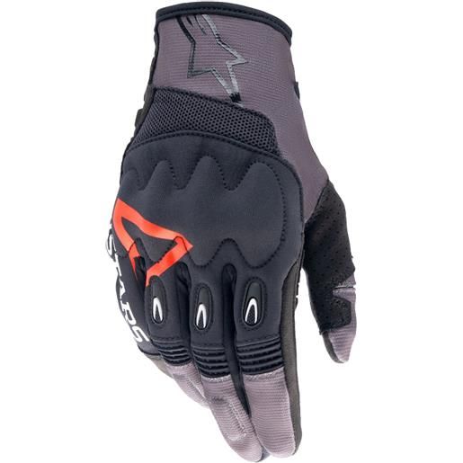 Alpinestars techdura guanti da motocross nero-marrone-rosso fluo, m