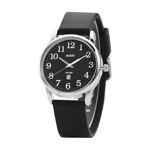 findtime Orologio da donna impermeabile, analogico, sportivo, con cinturino in morbido silicone, orologio da infermiera con lancetta dei secondi, Nero arancione, Cinturino