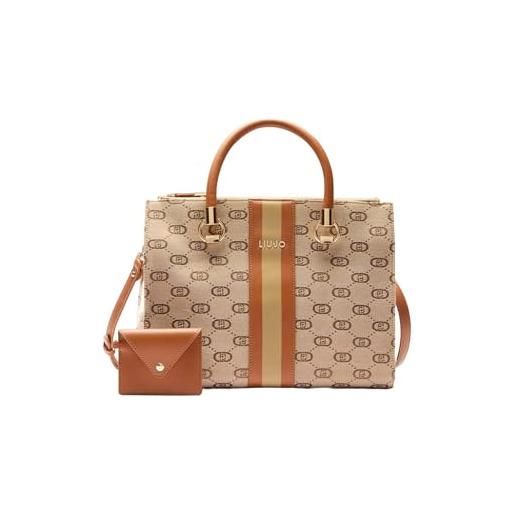 LIU JO borsa aa5008t3846 borsa a mano realizzata in tessuto jacquard comoda, pratica e capiente divisa in tre scomparti di cui quello centrale chiuso con bottone calamita. 34 x 15 x 25 cm