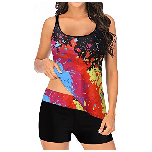 MJGkhiy tankini donna mare curvy push up con pantaloncino spiaggia beachwear imbottito sexy vita alta costumi da bagno taglie forti set tankini costume piscina costume da bagno contenitivo due pezzi