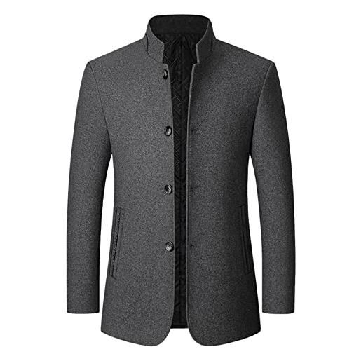 Generico cappotto da uomo lana corto invernale spesso cappotto giacca casual regular fit giacca doppio petto uomo trench lungo invernale imbottita