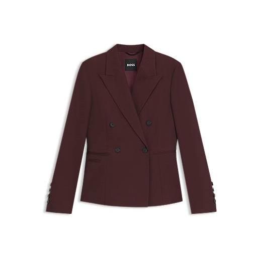 BOSS blazer slim fit in twill di lana vergine, rosso scuro