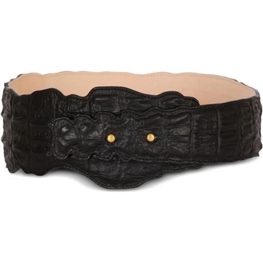 Balmain cintura in pelle con stampa coccodrillo - nero
