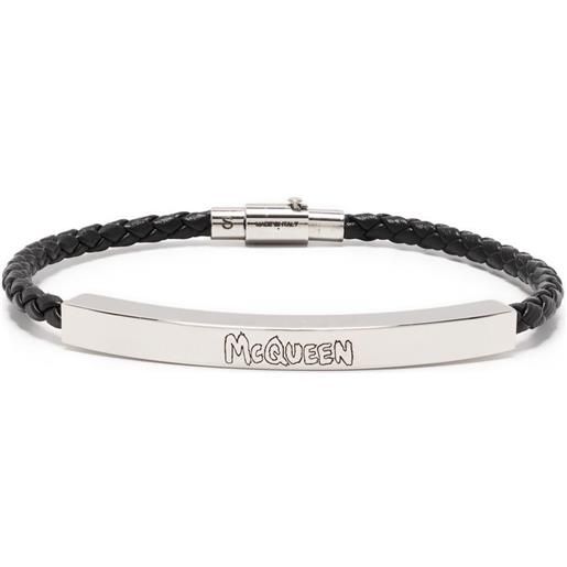 Alexander McQueen bracciale con graffiti - nero