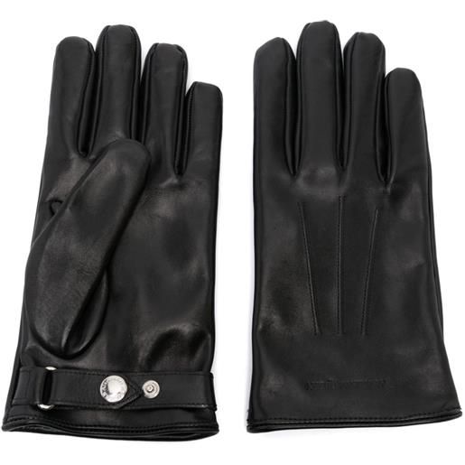 Alexander McQueen guanti con logo goffrato in pelle - nero