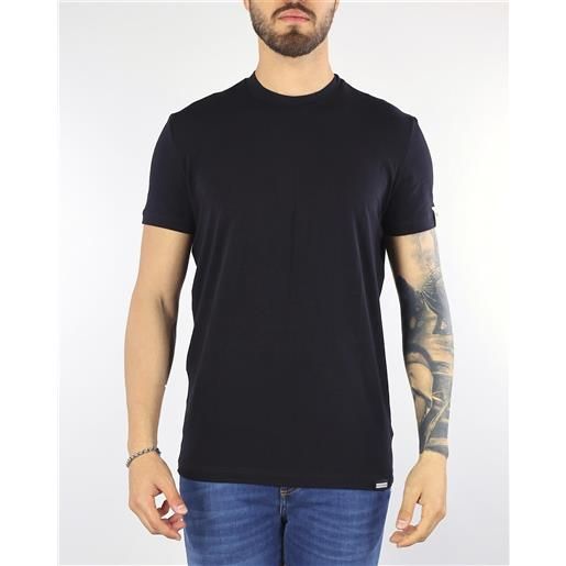 DSQUARED t-shirt basic nero con patch logo dsquared milano