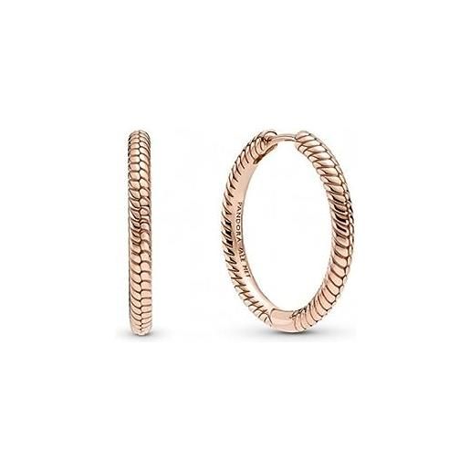 PANDORA icons orecchini a cerchio con motivo in maglia snake placcati in oro rosa 14 carati