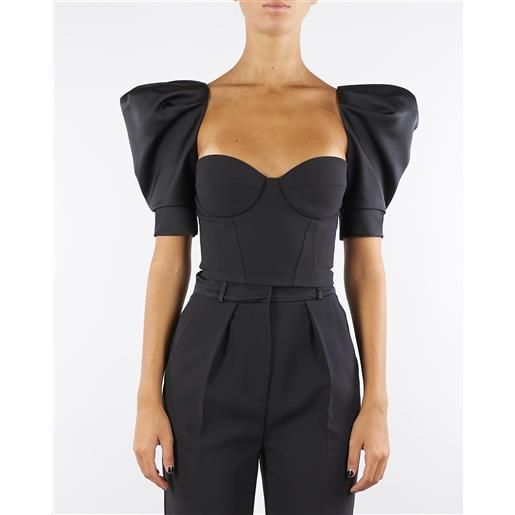ELISABETTA FRANCHI top nero in crêpe e duchesse