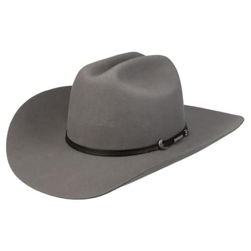 Stetson cappello western laramie wool uomo - da cowboy in lana rodeo con fascia pelle autunno/inverno autunno inverno - l (58-59 cm) grigio