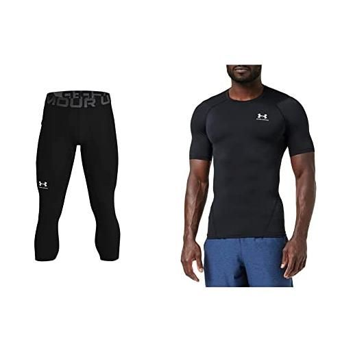 Under Armour ua hg 3/4, leggings uomo, black white, l & ua hg comp, t shirt uomo, nero (black/white), l