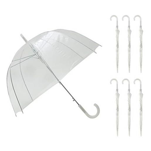 SMATI ombrello trasparente con manico bianco, 6 pezzi, taille unique