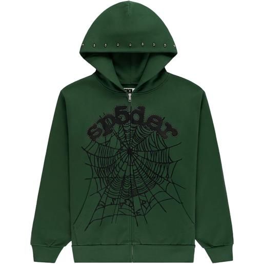 SP5DER felpa og web studded con cappuccio - verde