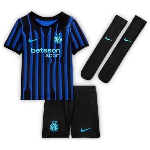 NIKE inter milano 2025/26 stadium home - set di 3 magliette da calcio nike replica per bambini più piccoli, colore: blu lione/nero/blu clorine blue, hj5621-439, xs