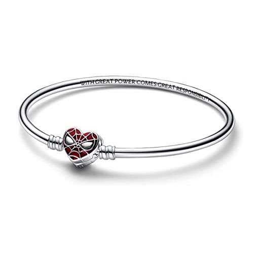 PANDORA bracciale spider-man della marvel in argento 9 con smalto rosso nero e trasparente, 21