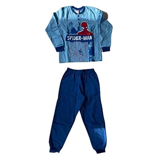 Sabor pigiama bambino invernale spiderman pigiama in felpa, pigiama bambino felpato disney marvel (4610 azzurro, 5 anni)